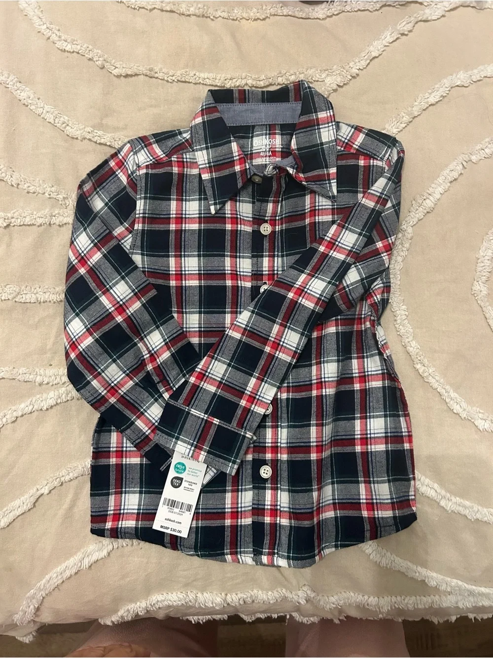 OshKosh B'gosh Red, Navy & White Plaid Button-Down Shirt